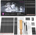HIFORNY 30 PCS Sketching Drawing Pencil Set,Sketch Pencils Art Supplies with Graphite,Charcoal,Blending Tools,Accessories,Drawing Kit for Adults Artists