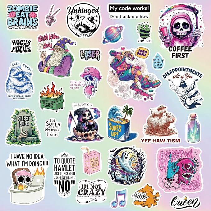 270+ PCS Funny Holographic Stickers for Adults, Waterproof Vinyl Sarcastic Meme Decals for Laptop, Water Bottle, Phone, Kindle, Journal, Scrapbook, Bumper, Skateboard, Luggage, No Repeats Accessories