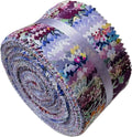Jelly Roll Fabric 100% Cotton Quilting Fabric, 40 Pre-Cut Strips (2.5 x 44 Inch) for Quilting and Sewing - 10 Assorted Floral Prints- Purple Dreams