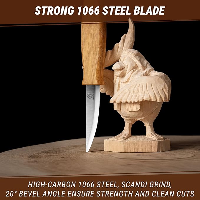 BeaverCraft Wood Carving Knife C4 3.14" Whittling Sloyd Knife for Roughing - Spoon Carving Tools for Beginner to Pro Carver - Whittling Knives for Woodworking