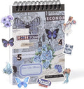 Pre-Cut Vintage Ephemera Washi Scrapbook Sticker Book for Scrapbooking - 50 Sheets Blue Journaling Dark Academia Stickers for Junk Journal Scrap Book Supplies Arts Frame Album, 473PCS