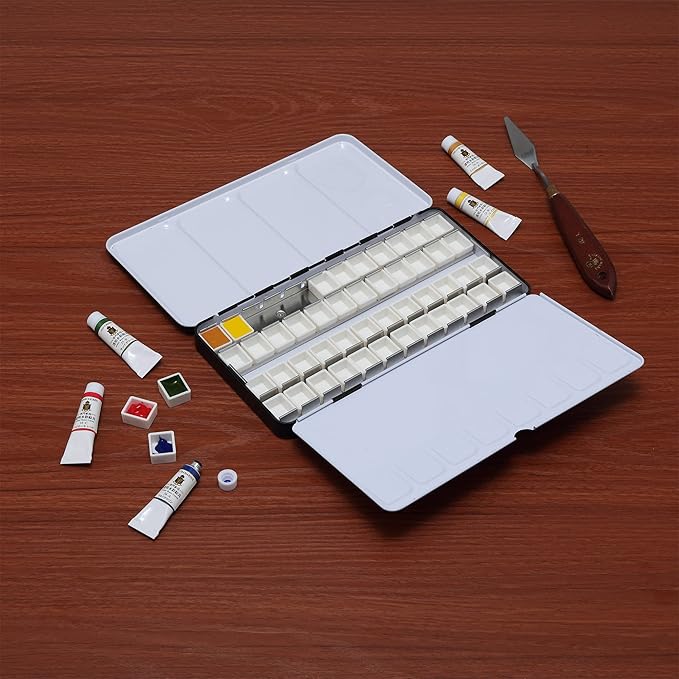 Watercolor Palettes - Empty Half Pan Boxes and Palette for Artists, Watercolor Painting, Students, Color Theory, & More! - 48 Half Pans