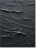 NANKAI Art Hand Painted Thick Texture Black Minimalist Vertical Wall Art 40x28 inches Black Oil Painting Contemporary Art Oil on Canvas