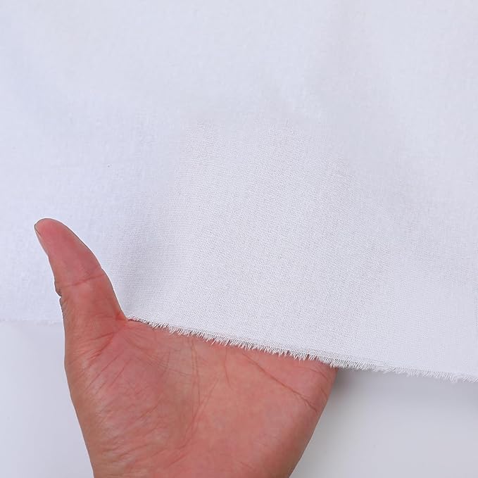 Cotton Fabric Natural Cotton Poplin Fabric by The Yard 100% Cotton, 59 Inches Wide Soft Embroidery Fabric Material for Quilting, Sewing, Crafts, Binding, Backing and Lining (White, 5 Yard)