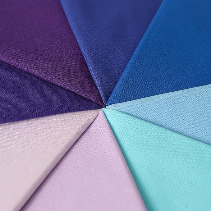 18 * 21inch Cotton Fabric Premium, Solid Precut Fabric Pure Quilting Fat Quarter Bundles Patchwork for Sewing DIY Craft (Blue Purple, 8PCS)