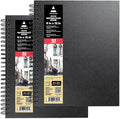 ARTEZA Watercolor Sketchbook 2-Pack, 64 Pages Each, 9x12 Inches – Spiral-Bound, 140 lb Cold Press Paper, Black Hardcover for Watercolor & Mixed Media