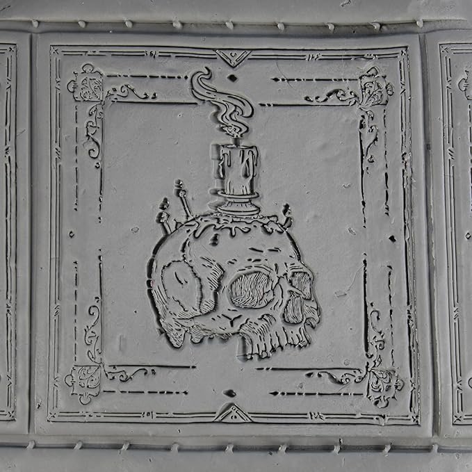 Skull Candle Clay Texture Roller (4") - Halloween Set #01 - Embossing Pattern Roller for Polymer & Ceramic Clay, Pottery & Crafts