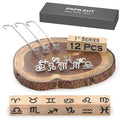12Pcs Mini 1" Branding Irons, Zodiac Signs Custom Wood Branding Iron Personalized for Wood Working, Leather Hats, Felt, Cowhide, BBQ Brander & Bread Logo, Steak Branding Iron for Food