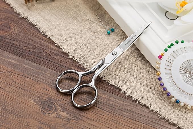 6” Sharp Embroidery Fabric Scissors, Forged Stainless Steel Small Heavy Duty Precision Point Tip Detail Sewing Shears for Dressmaker Tailor Cutting Thread, Yarn, Crafting