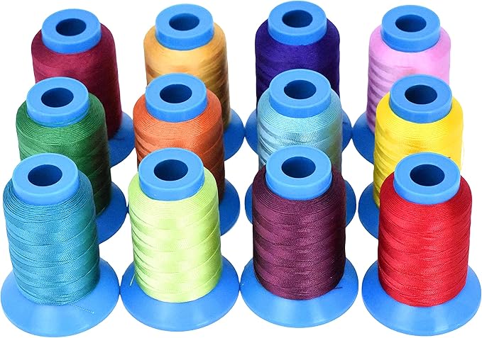 Mandala Crafts Size 138 420D T135 Bonded Nylon Thread - 12 Vibrant Colors 1440 YDs Tex 135 Heavy Duty Sewing Threads for Leather, Jeans, Weaving, Outdoor Marine Upholstery