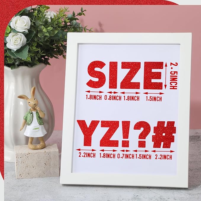 Harloon 232 Pcs 24 Sheets Large Glitter Letter Stickers Big Font Alphabet Letter Self Adhesive Letters Kit Mailbox Stickers for Mailbox Bulletin Boards Classroom Home(Red,2.5 Inch)