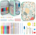 Katech Crochet Hooks Set with Crochet Case, 73 pcs Knitting Accessories Ergonomic Crochet Hook for Making Bag, Glovers, Sock, Colorful Soft Handle Knitting Needles Kits DIY Hand Tool