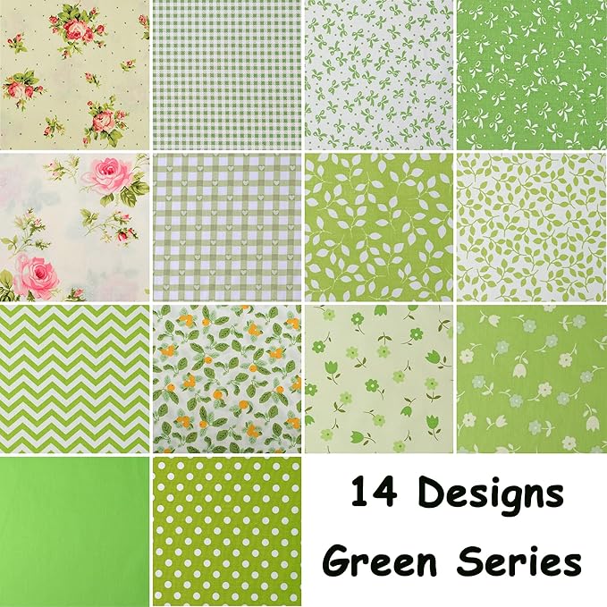 Green Layer Cake Fabric for Quilting 10 inch, Layer Cake Fabric Clearance, Pre-Cut Fabrics Quilt Squares 10x10 for Quilting,Sewing, and DIY Patchwork Crafts, Green