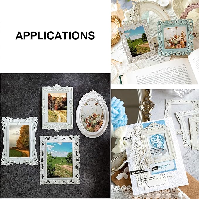 40PCS Vintage Frame Scrapbook Decoration Paper - MAXLEAF 4Themes Journaling Scrapbooking Supplies Craft Relievo Paper for Junk Journals Photos Card Making Decorative Album