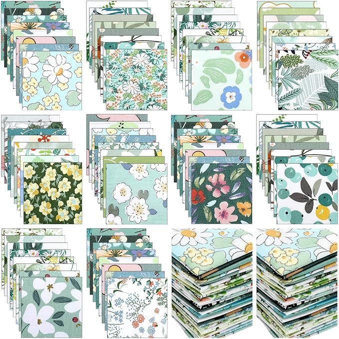 Ganeen 800 Pcs 4 x 4 Inch Cotton Fabric Squares Pre Cut Quilting Squares Printed Floral Patchwork Fabric Bundles for DIY Craft Sewing Clothing Accessory(Fresh)