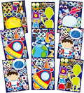 DUJAA 24 Multicolor Cartoon Space Stickers, Astronaut, Alien, Rocket, Planet, Waterproof, Glossy, Single Use, Indoor, Space, Cartoon Theme