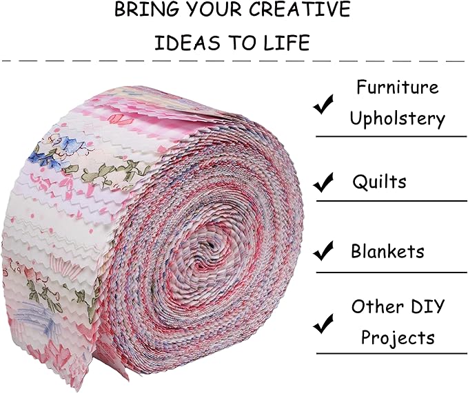 Hanjunzhao Bow Jelly Rolls for Quilting Clearance, 42 Strip 2.5" x 44" Jelly Roll Fabric, Soft Cotton Fabric Strips for Blanket, Rug, Gift Wrapping, Hair Band & Holiday Valentine Party Décor, Bows