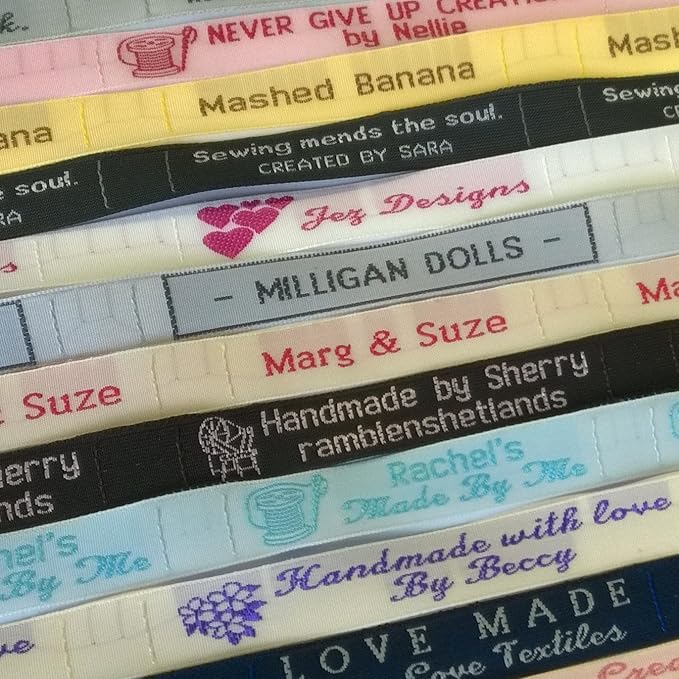 50 Personalized 100% Woven Sewing Labels 1/2" Wide - Made by Label Weavers