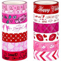 SANNIX 12 Rolls Valentine's Day Washi Tape 15mm Red Pink Love Valentines Masking Tapes Wedding Party Decorations for DIY Scrapbook Journal Card and Gift Wrapping