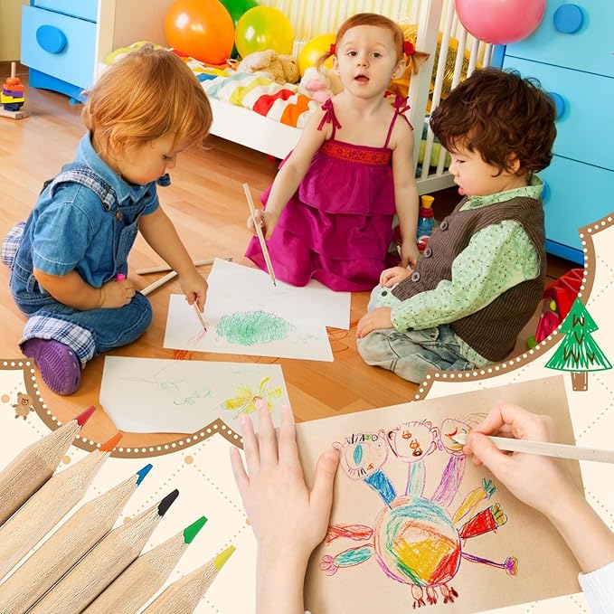 Ctosree 50 Packs Colored Pencils Bulk for Kids Coloring Supplies 7 Inch Coloring Pencils in Kraft Boxes for Classroom School Drawing Birthday Party Prize Gift Favors, 6 Assorted Colors Per Pack