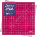 The Quilted Bear Rotating Cutting Mat 18" x 18" - Square 360° Rotating Self Healing Mat with Innovative Locking Mechanism for Quilting & Sewing Your Choice of Colours Available! (Pink)