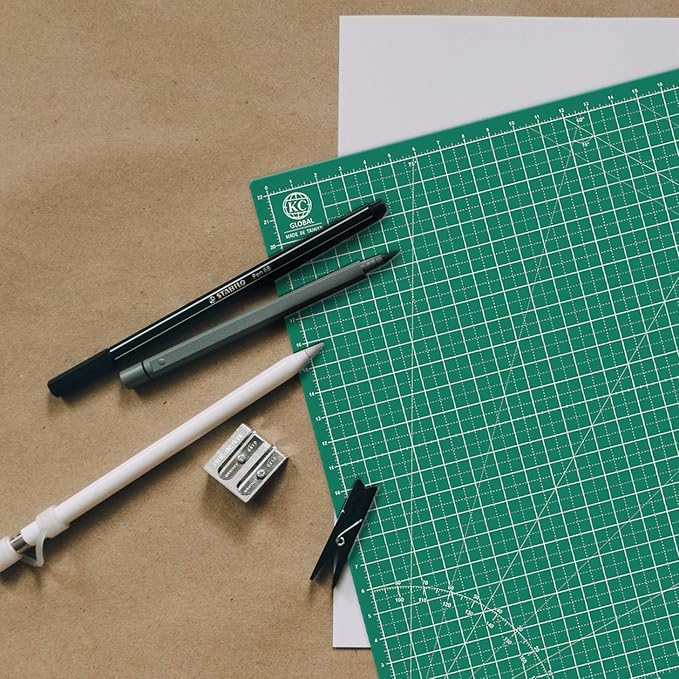 KC GLOBAL A2 (24"x18") Self-Healing Cutting Mat (Dark Green) - Sturdy, Reversible, Eco-Friendly, Non-Slip. Premium Desk Mat for Crafters, Quilters, and Hobbyist