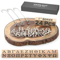 24Pcs Mini 1" Branding Irons, Greek Alphabet Custom Wood Branding Iron Personalized for Wood Working, Leather Hats, Felt, Cowhide, BBQ Brander & Bread Logo, Steak Branding Iron for Food