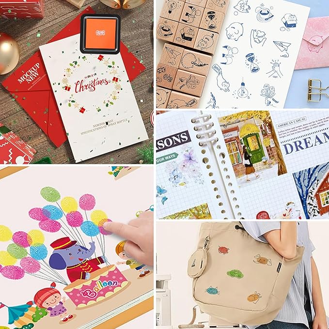 CraftyManor 4 Colors Washable Stamp Pad Finger Paint, Latex Foam Fingerprint Inkpad, Water Base Ink Stamps Pads (4 Colors-02)