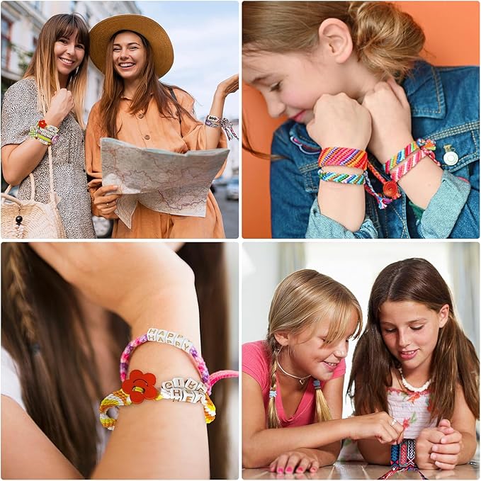 Arts and Crafts for Kids Ages 8-12,Friendship Bracelet Making Kit for Girl,Kids Jewelry Making Kit with 28 Pre-Cut Threads,Christmas Birthday Gifts for Ages 6 7 8 9 10 11 12 Year Old Red