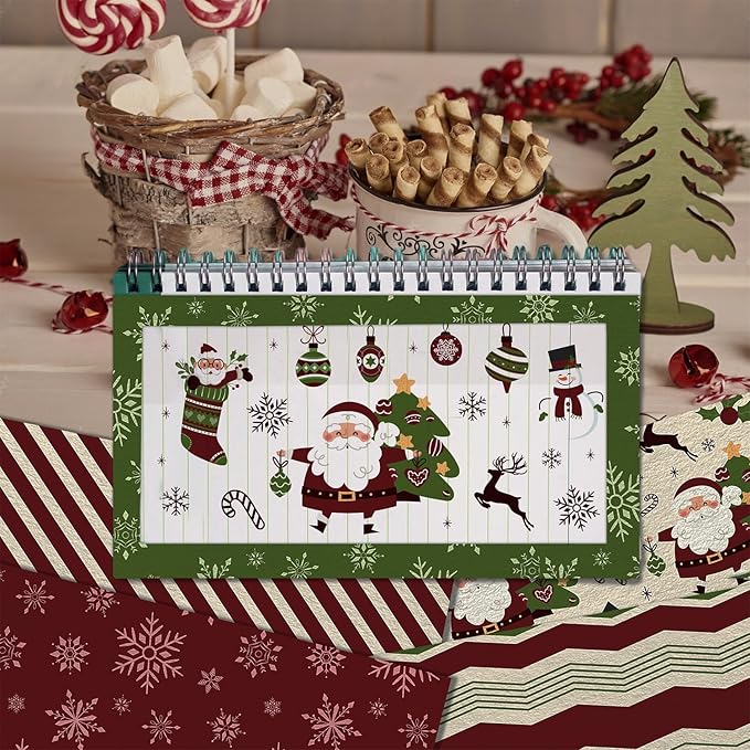 24 Sheets Christmas Scrapbook Paper 12'' × 12'' Double-Sided Xmas Red Green Pattern Paper Decorative Art Cardstock for Holiday DIY Crafts Card Making Scrapbook Supplies