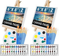 ESRICH 52PCS Acrylic Paint Canvas Set, Acrylic Painting Kit with 2 Set of 12 Colors Acrylics Paint,Paint Brushes,Canvas, Wooden Easels, Art Plates, Art Painting Supplies for Kids Adults Beginners