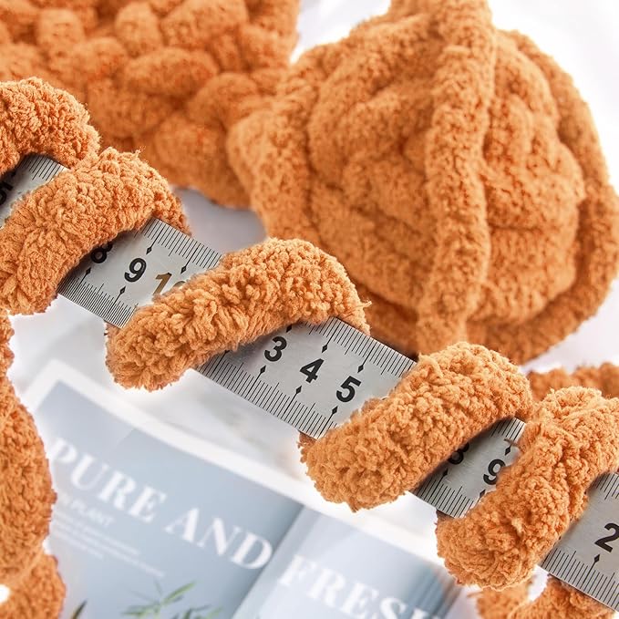 HOMBYS 8 Pack Assorted Chunky Yarn for Crocheting,Super Bulky Large Soft Fluffy Yarn,Plush Fuzzy Yarn,Thick Chenille Yarn for Hand Knitting/Arm Knitting,4 Buttercup,4 Orange(27yds,8 oz Each Skein)