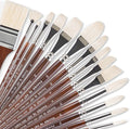 Falling in Art Natural Bristle Professional Paintbrush Set, 15PCS Long Handle Brushes for Acrylic Painting, Oil Paint Brushes of Fan, Round, Flat, Angled, and, Filbert with Storage Pouch, Brown