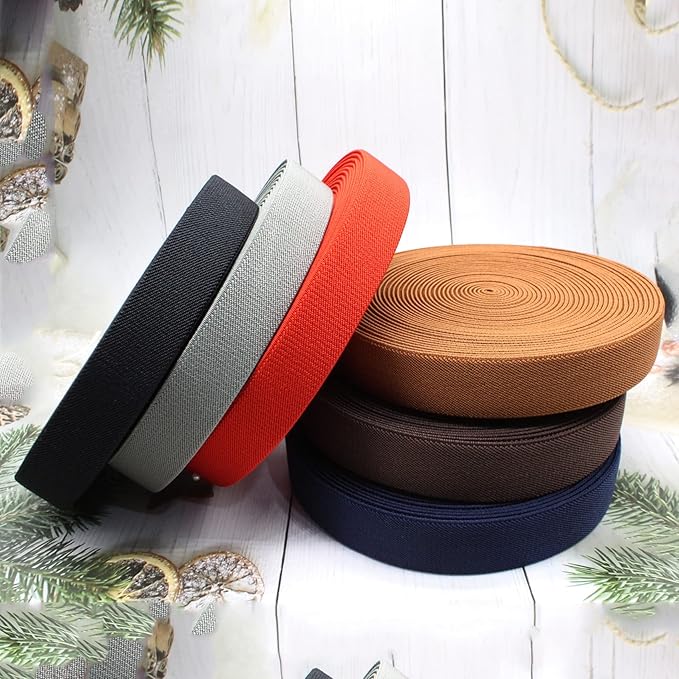 Dortrue 1 Inch 10 Yard Brown Sewing Elastic Band Heavy Stretch High Elasticity Elastic Spool for Sewing Pants Waistband, Straps, Craft DIY Projects