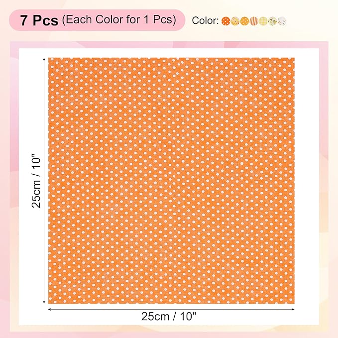 PATIKIL Cotton Fabric Bundles, 7 Pcs 10 x 10 Inch Pure Cotton Fat Quarter Floral Printed Precut Fabric Squares for Sewing Patchwork Quilting DIY Crafts, Orange