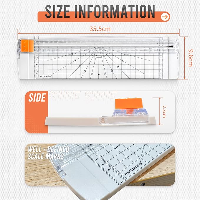 Rayson RC4000W-US Paper Cutter Trimmer, A4 Size (12 inch) Paper Cutter for Coupon, Craft Paper and Photos (White)