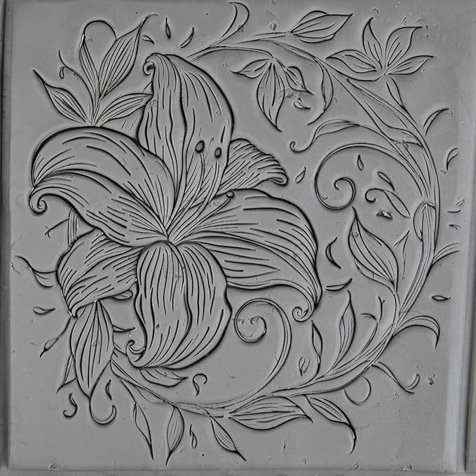 Lily Clay Texture Roller (4") - Flower Set #01 - Embossing Pattern Roller for Polymer & Ceramic Clay, Pottery & Crafts