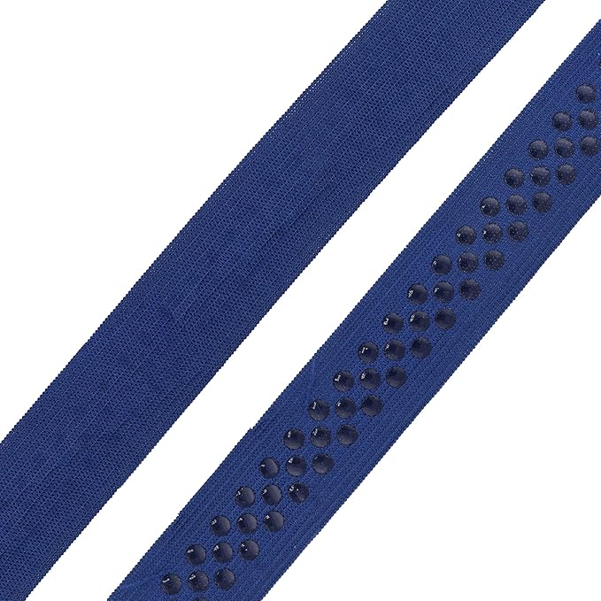 Mandala Crafts 1 Inch Elastic Silicone Gripper Tape for Clothing - 10 Yds Dotted Non Slip Elastic Band for Sewing - Navy Blue Silicone Elastic Straps Flat Stretchy Fabric Elastic Ribbon