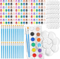 Fulmoon 96 Set Mini Acrylic Paint Set for Kids Adults Washable Mini Painting Kit Arts Crafts Party Favors Filled Strips Brushes Palettes Bulk for Classroom Home Kit Supplies (Vivid Color)
