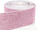 Novani Self Adhesive Rhinestone Ribbon, 1.53 Inch Wide 3 Yards 1 Roll, Pink Crystal Diamond Bling Strips for DIY Crafts, Home Decor, Clothing,Shoes, Car Decoration（Pink）