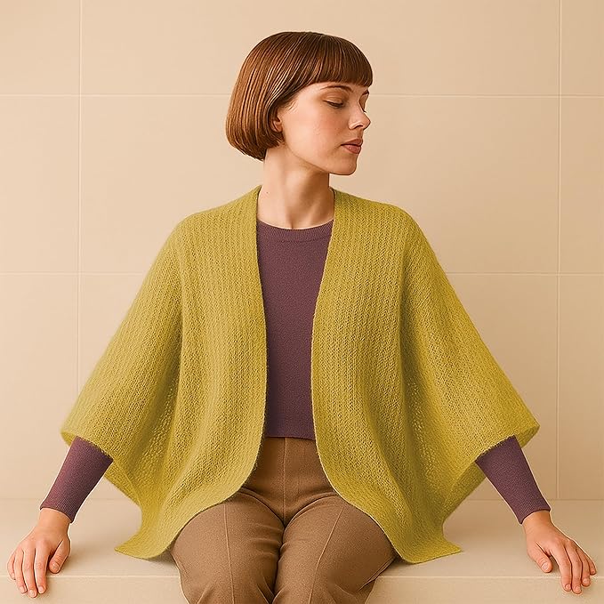 5 Skeins, Silk Mohair Luxury Yarns, Premium and Soft Blend for Knitting and Crocheting, Made in Italy (Yellow - 14531, 5)