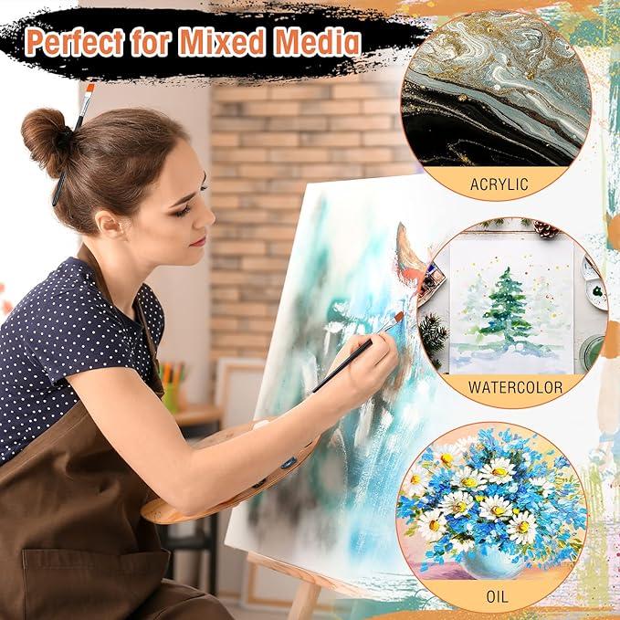 Zonon 30 Pieces Paint Brushes Bulk Small Flat Top Acrylic Oil Paint Brush for Artists Mini Touch up Crafts Detail Painting(1/2 Inch,Black)