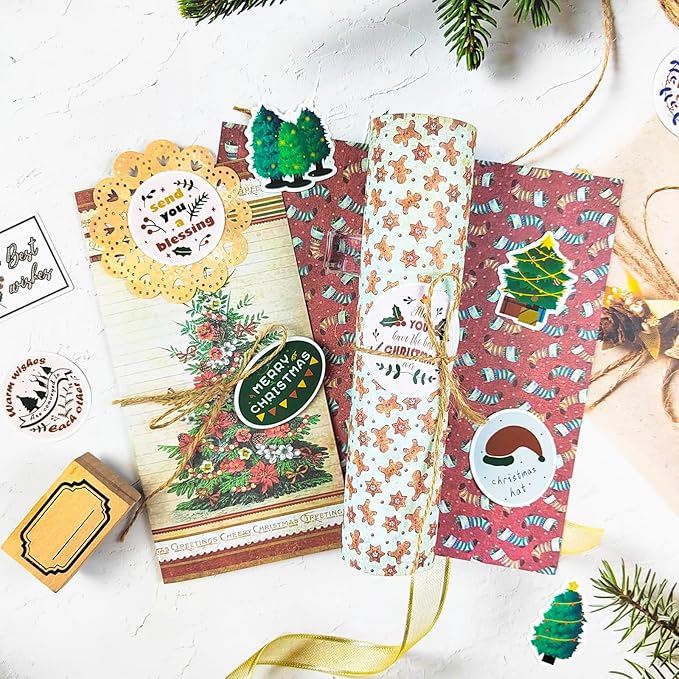 Christmas Round Label Stickers, 100 pcs Merry Tag Stickers for Envelope Seal, Scrapbook, Journals, Holiday, New Year, Inspirational DIY Crafts, iPhone, Laptop, Water Bottle, santa-100