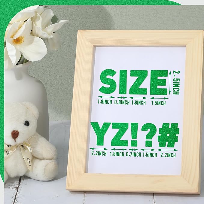 Harloon 232 Pcs 24 Sheets Large Glitter Letter Stickers Big Font Alphabet Letter Self Adhesive Letters Kit Mailbox Stickers for Mailbox Bulletin Boards Classroom Home(Green,2.5 Inch)