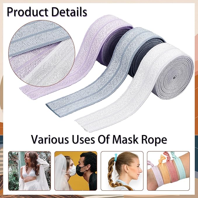 WILLBOND 40 Yards Fold over Elastic Solid Color Trim Elastic 40 Colors Ribbon Sewing Stretch Ribbon Band for Hair Bow DIY Craft Hair Ties Headbands (Morandi Color)