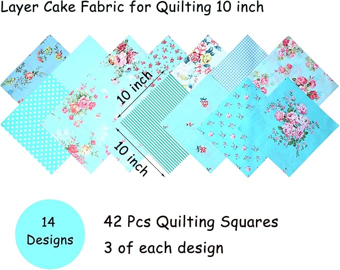 Layer Cake Fabric for Quilting 10 inch, Layer Cake Fabric Clearance, Pre-cuts Quilt Squares 10x10, Floral Layer Cakes for Quilting, Sewing, and DIY Patchwork Crafts