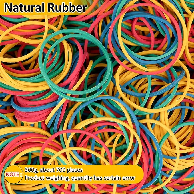 700 Pcs Rubber Bands, Size #16 Reusable Elastic Rubber Band for Office Supplies File Folders, Home Packaging, Crafts DIY Bundling, Multipurpose (Colored)
