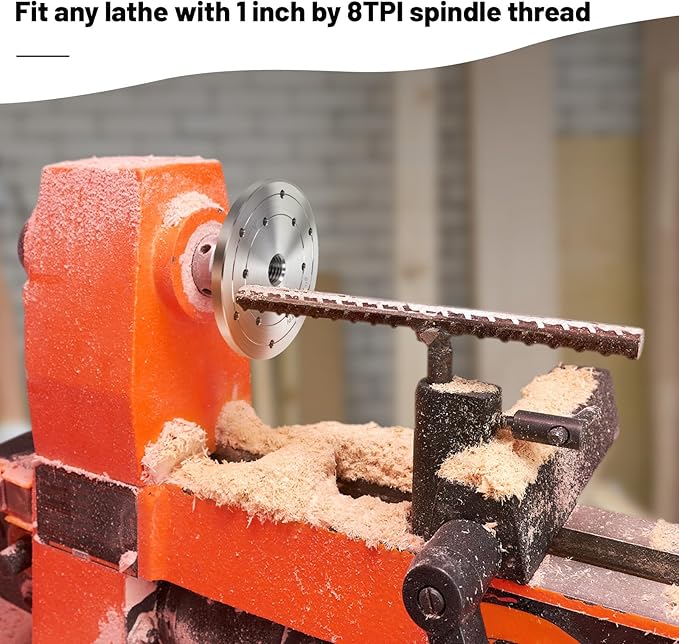 6" Steel Wood Lathe Faceplate,Faceplate for Wood Lathe,Lathe Face Plate Fit for 1" x 8TPI Spindle with Screwchuck