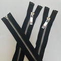31-Inch Silver YKK Metal Zippers (5-Pack) - Separated Teeth for Sewing, Crafts, Jackets - Heavy Duty Black Zipper Bulk