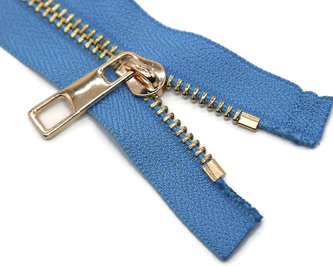 #5 Gold Metal Zipper - 50+ Colors - 3 PCS - (4-14 inches) Sizes - Luxury Lightweight Handcraft Metal Zippers with pulls for Purses Bags Pockets Shoes Sewing & Crafts DIY ZP02387